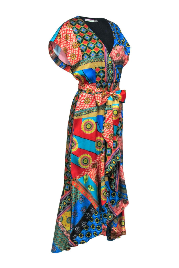 Current Boutique-Alice & Olivia - Multicolored Print Wrap Maxi Dress Sz 6