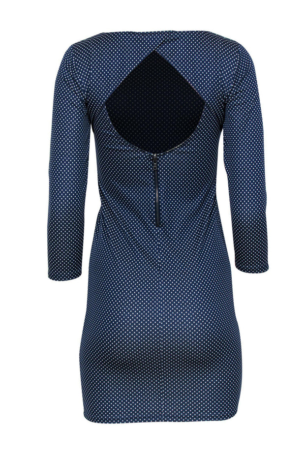 Current Boutique-Alice & Olivia - Navy Polka Dot Cropped Sleeve Sheath Dress Sz 4