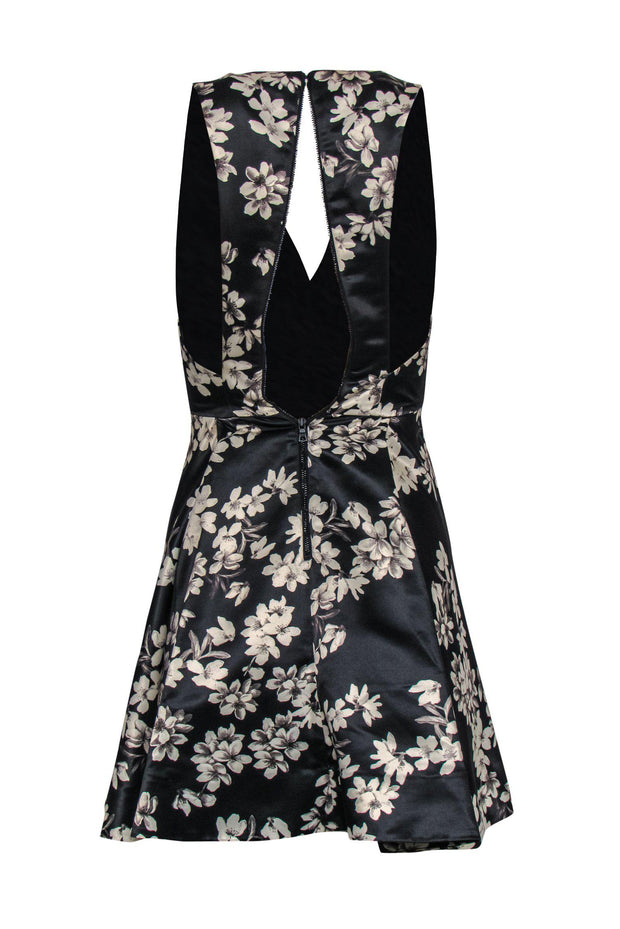 Current Boutique-Alice & Olivia - Navy & White Floral Satin A-Line Dress Sz 0