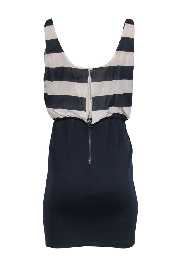 Current Boutique-Alice & Olivia - Navy & White Striped Sleeveless Midi Dress Sz 10