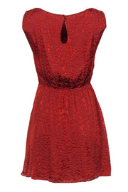 Current Boutique-Alice & Olivia - Orange Velvet Textured Sleeveless Fit & Flare Dress Sz M