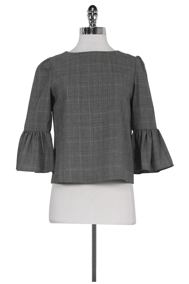 Current Boutique-Alice & Olivia - Plaid Flutter Sleeve Top Sz S