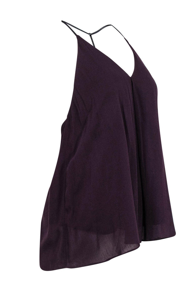 Current Boutique-Alice & Olivia - Plum V-Neck Tank w/ Leather T-Back Sz M