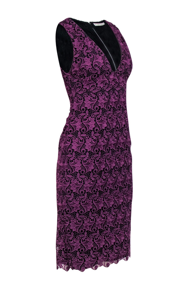 Current Boutique-Alice & Olivia - Purple Lace Sheath Dress Sz 4