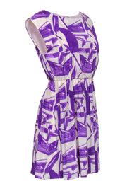 Current Boutique-Alice & Olivia - Purple & White Brushstroke Silk Dress Sz XS