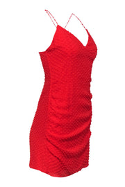 Current Boutique-Alice & Olivia - Red-Orange Pom-Pom Textured Sleeveless Mini Dress Sz 6