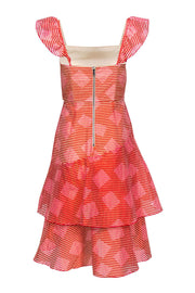 Current Boutique-Alice & Olivia - Red & Pink Striped Cocktail Dress w/ Ruffles Sz 2