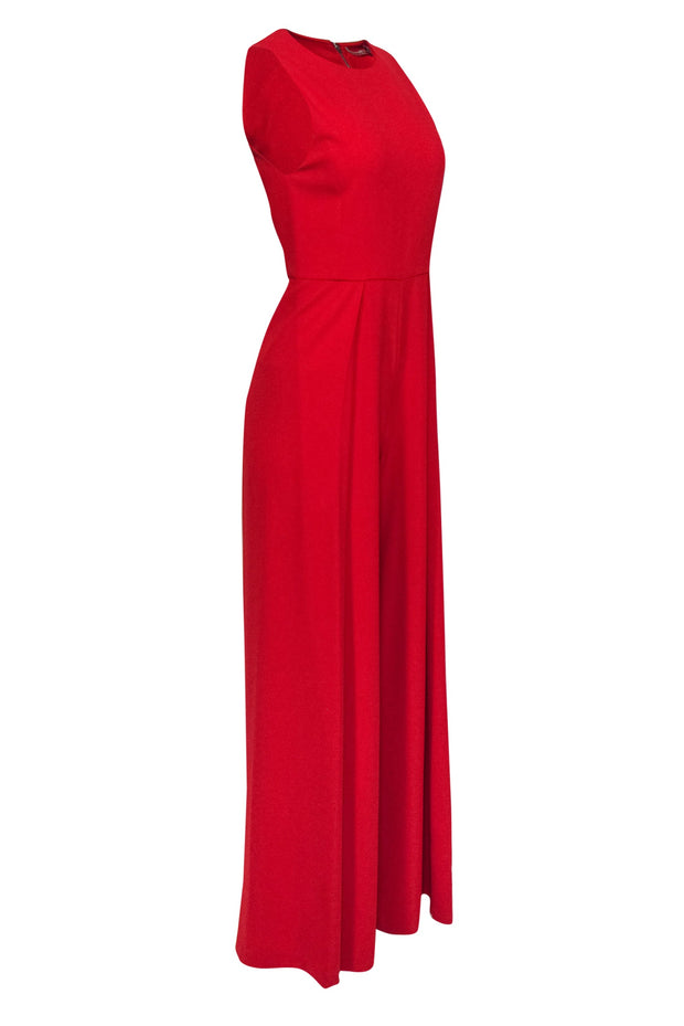 Current Boutique-Alice & Olivia - Red Sleeveless Wide Leg Pleated Jumpsuit Sz 4
