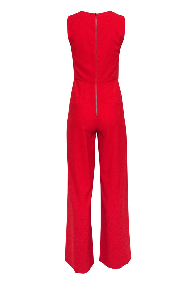 Current Boutique-Alice & Olivia - Red Sleeveless Wide Leg Pleated Jumpsuit Sz 4