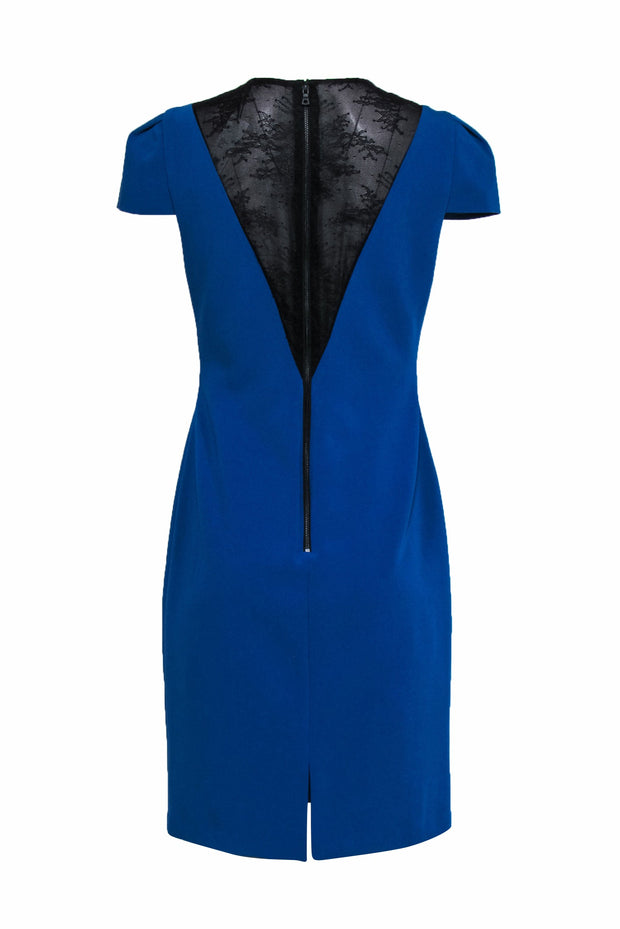 Current Boutique-Alice & Olivia - Royal Blue Sheath Dress w/ Cap Sleeves & Lace Back Sz 10