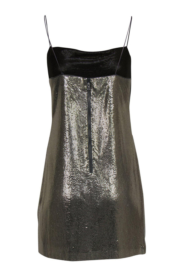 Current Boutique-Alice & Olivia - Silver Reflective Metallic Sleeveless Slip Dress Sz 4