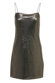 Current Boutique-Alice & Olivia - Silver Reflective Metallic Sleeveless Slip Dress Sz 4