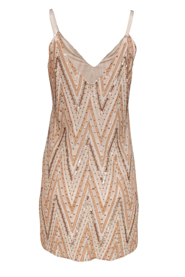 Current Boutique-Alice & Olivia - Tan Embellished Shift Dress Sz 8