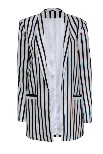 Current Boutique-Alice & Olivia - White & Black Pinstripe Longsleeve Blazer Size 10