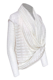 Current Boutique-Alice & Olivia - White Eyelet Knit Draped Neckline Sweater Sz M