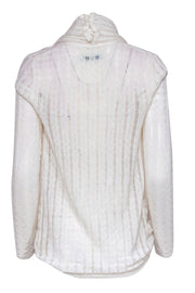 Current Boutique-Alice & Olivia - White Eyelet Knit Draped Neckline Sweater Sz M