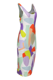 Current Boutique-Alice & Olivia - White & Multicolor Abstract Print Sleeveless Midi Dress Sz 8