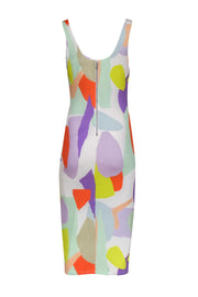 Current Boutique-Alice & Olivia - White & Multicolor Abstract Print Sleeveless Midi Dress Sz 8