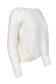 Current Boutique-Alice & Olivia - White Ribbed Rabbit Fur Blend Fuzzy Sweater Sz XS