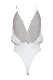 Current Boutique-Alice & Olivia - White Sleeveless Surplice Bodysuit w/ Crisscross Back Sz XS