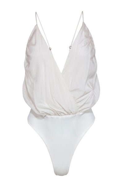 Current Boutique-Alice & Olivia - White Sleeveless Surplice Bodysuit w/ Crisscross Back Sz XS