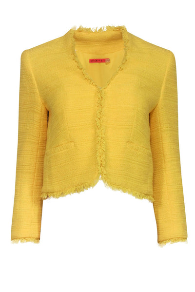 Current Boutique-Alice & Olivia - Yellow Textured Cropped Tweed Blazer Sz S