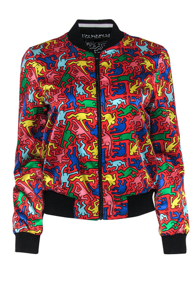 Current Boutique-Alice & Olivia x Keith Haring - Multicolor Reversible Bomber Jacket Sz S