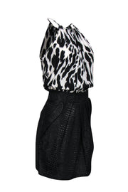 Current Boutique-Alice & Trixie - Black & White Printed Dress w/ Textured Skirt Sz S