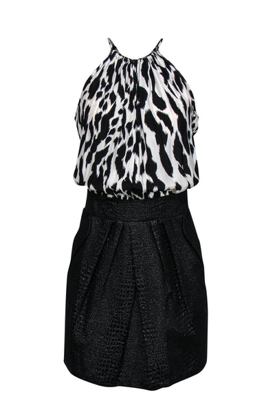 Current Boutique-Alice & Trixie - Black & White Printed Dress w/ Textured Skirt Sz S