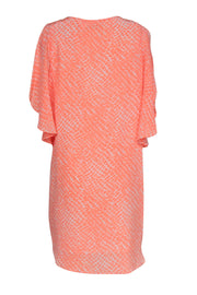 Current Boutique-Alice & Trixie - Neon Coral Snakeskin Print Silk Dress w/ Flutter Sleeves Sz XL