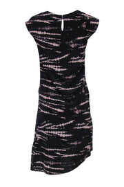 Current Boutique-All Saints - Black & Grey Abstract Print Draped Asymmetrical Sheath Dress Sz 2