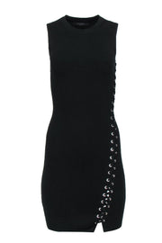 Current Boutique-All Saints - Black Knit Sleeveless Bodycon Dress w/ Lace-Up Design Sz S