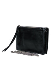 Current Boutique-All Saints - Black Leather Crossbody w/ Silver Chain