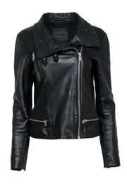 Current Boutique-All Saints - Black Leather Moto Jacket Sz 8