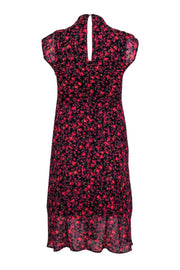 Current Boutique-All Saints - Black & Red Floral Printed Gathered Waist Sheath Dress Sz 2