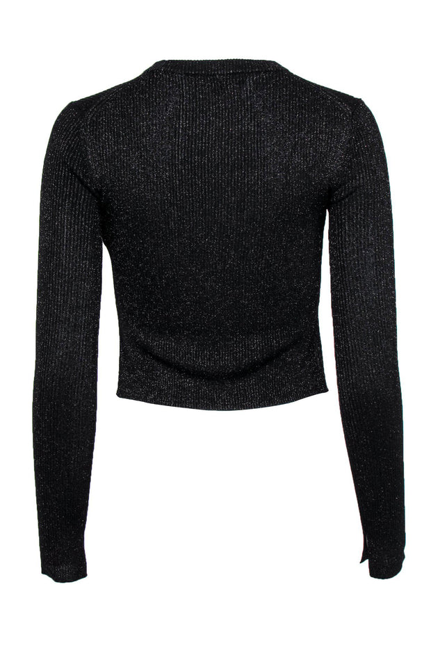 Current Boutique-All Saints - Black Ribbed Sparkly Cropped Sweater Sz S