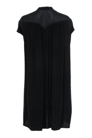 Current Boutique-All Saints - Black Silky Button-Front Shift Dress w/ Sash Sz XS