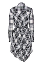 Current Boutique-All Saints - Black & White Plaid Button-Up Belted Shirt Dress Sz S