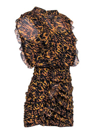 Current Boutique-All Saints - Brown & Black Leopard Print Ruched Dress Sz 4