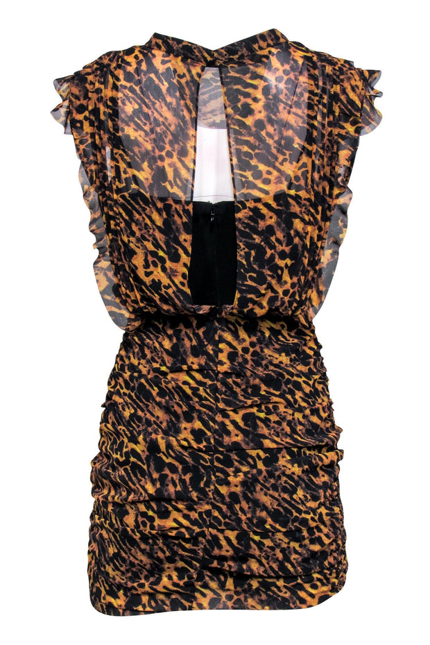 Current Boutique-All Saints - Brown & Black Leopard Print Ruched Dress Sz 4