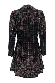 Current Boutique-All Saints - Brown Silk Plaid & Paisley Printed Mini Dress Sz 4