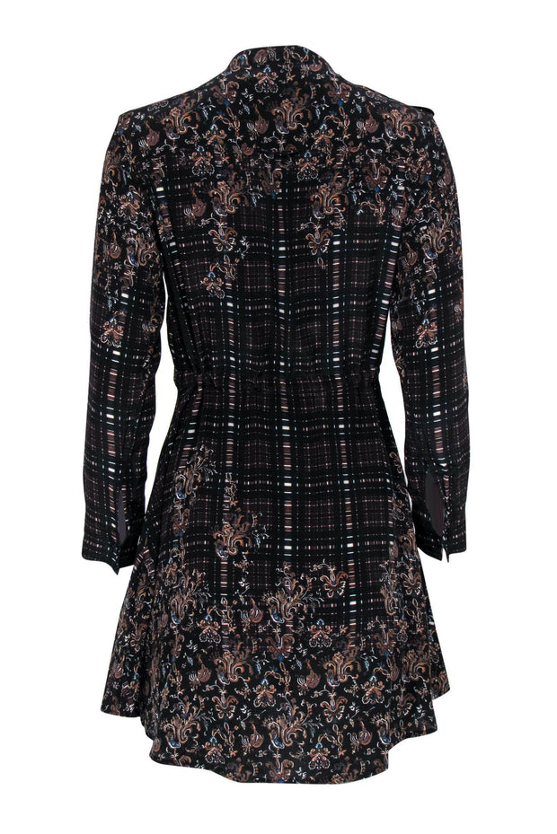 Current Boutique-All Saints - Brown Silk Plaid & Paisley Printed Mini Dress Sz 4