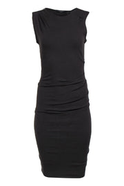 Current Boutique-All Saints - Dark Brown Knit Ruched "Rina" Dress w/ Zippered Shoulder Sz M