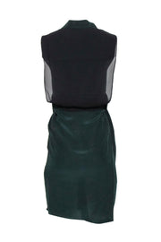 Current Boutique-All Saints - Dark Green Silk Midi Dress w/ Surplice Neckline