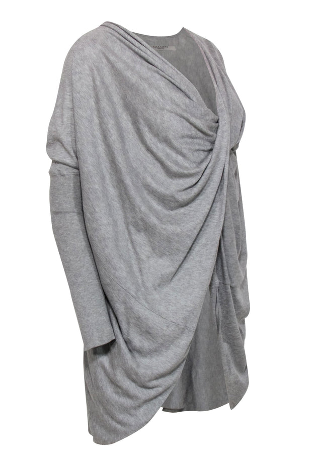 Current Boutique-All Saints - Grey Cowl Neck Tunic-Style Draped Sweater Sz M