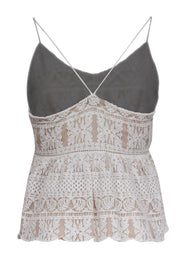 Current Boutique-All Saints - Ivory & Nude Lace Sleeveless Cotton Blend Top Sz M