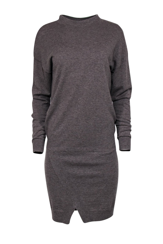 Current Boutique-All Saints - Light Brown Cashmere Blend Drop Waist Sweater Dress w/ Envelope Hem Sz 6