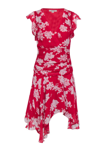 Current Boutique-All Saints - Raspberry Floral Ruffle Silk Dress Sz 2