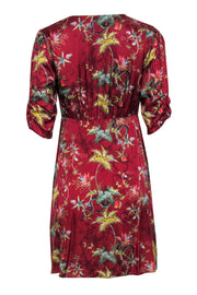 Current Boutique-All Saints - Red Satin Tropical Printed Button-Front Dress Sz M