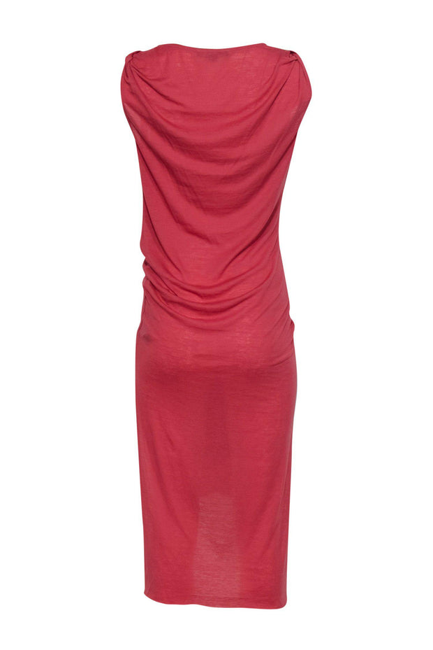 Current Boutique-All Saints - Salmon Pink Sleeveless High-Low Midi Dress w/ Gathered Waist Sz S